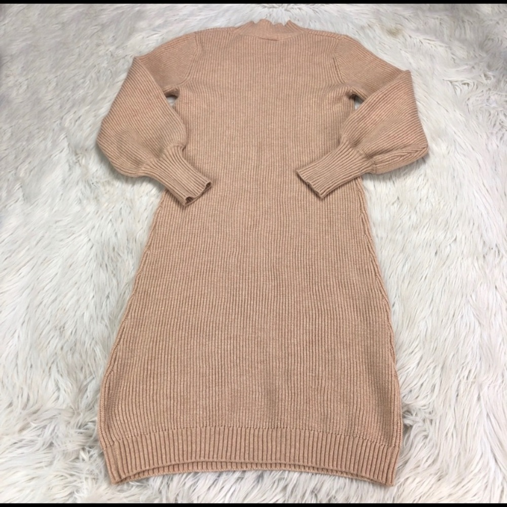 VICI Balloon Sleeve Knit Sweater Midi Dress